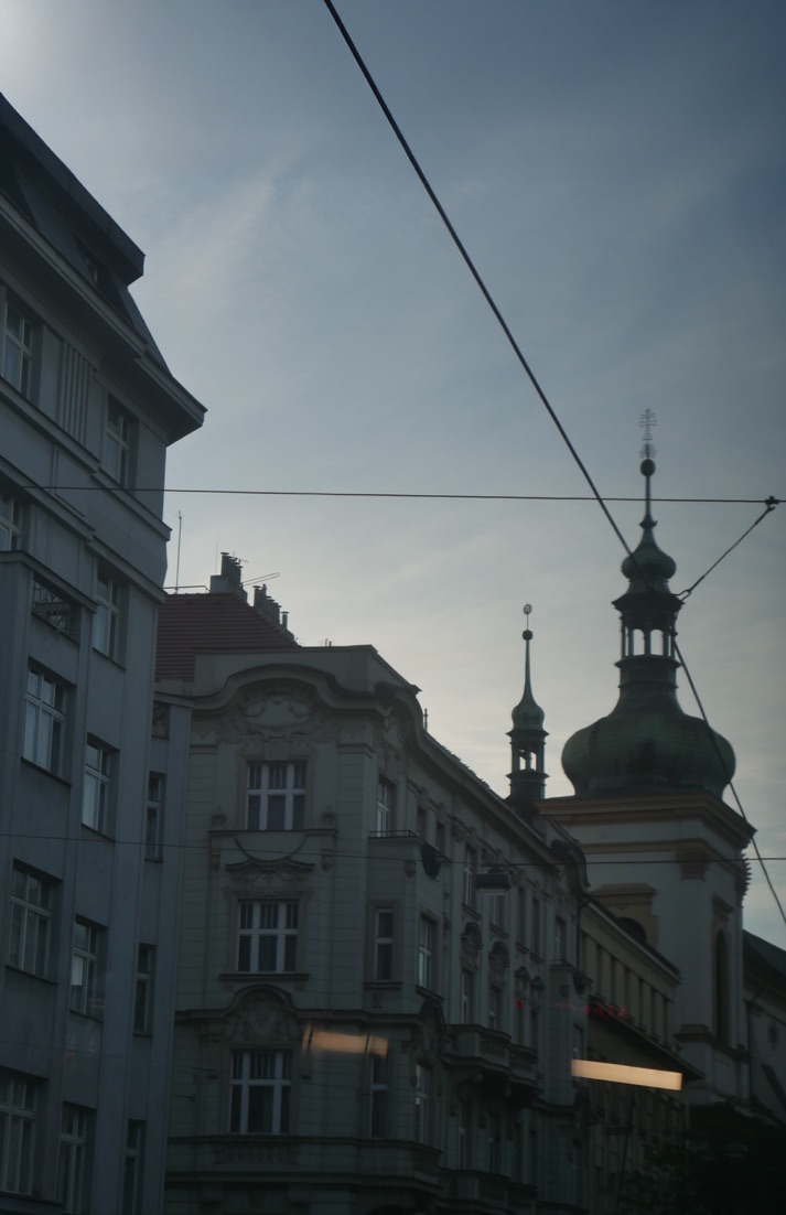 Prague facades at dusk photographed by Oskar Olszewski