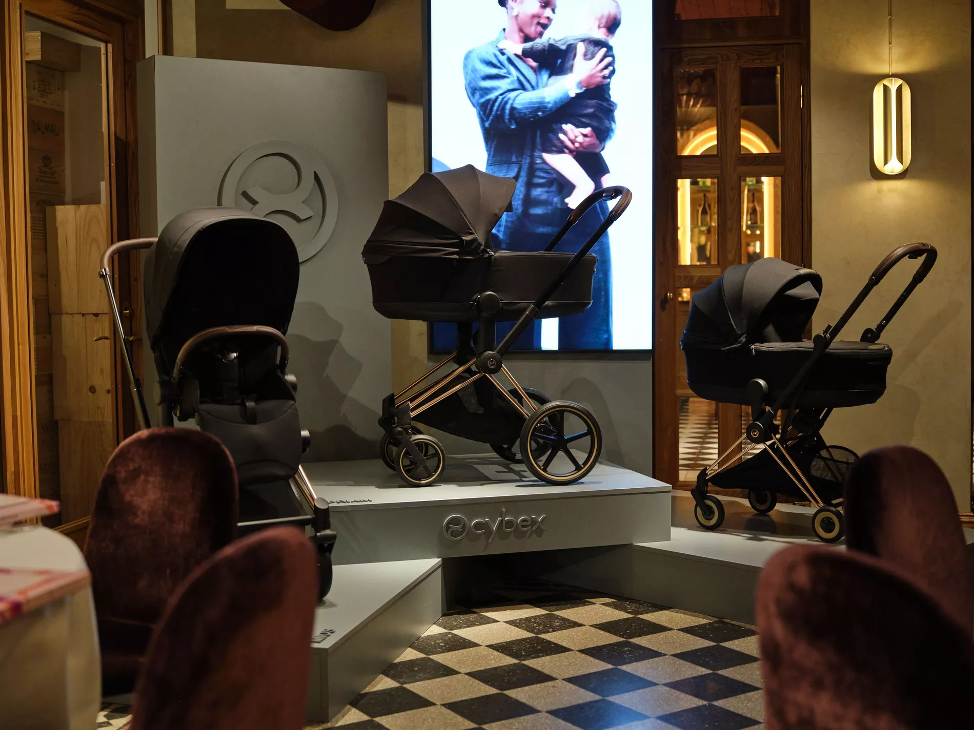 Cybex prams on display at the Cybex x Vogue Scandinavia activation